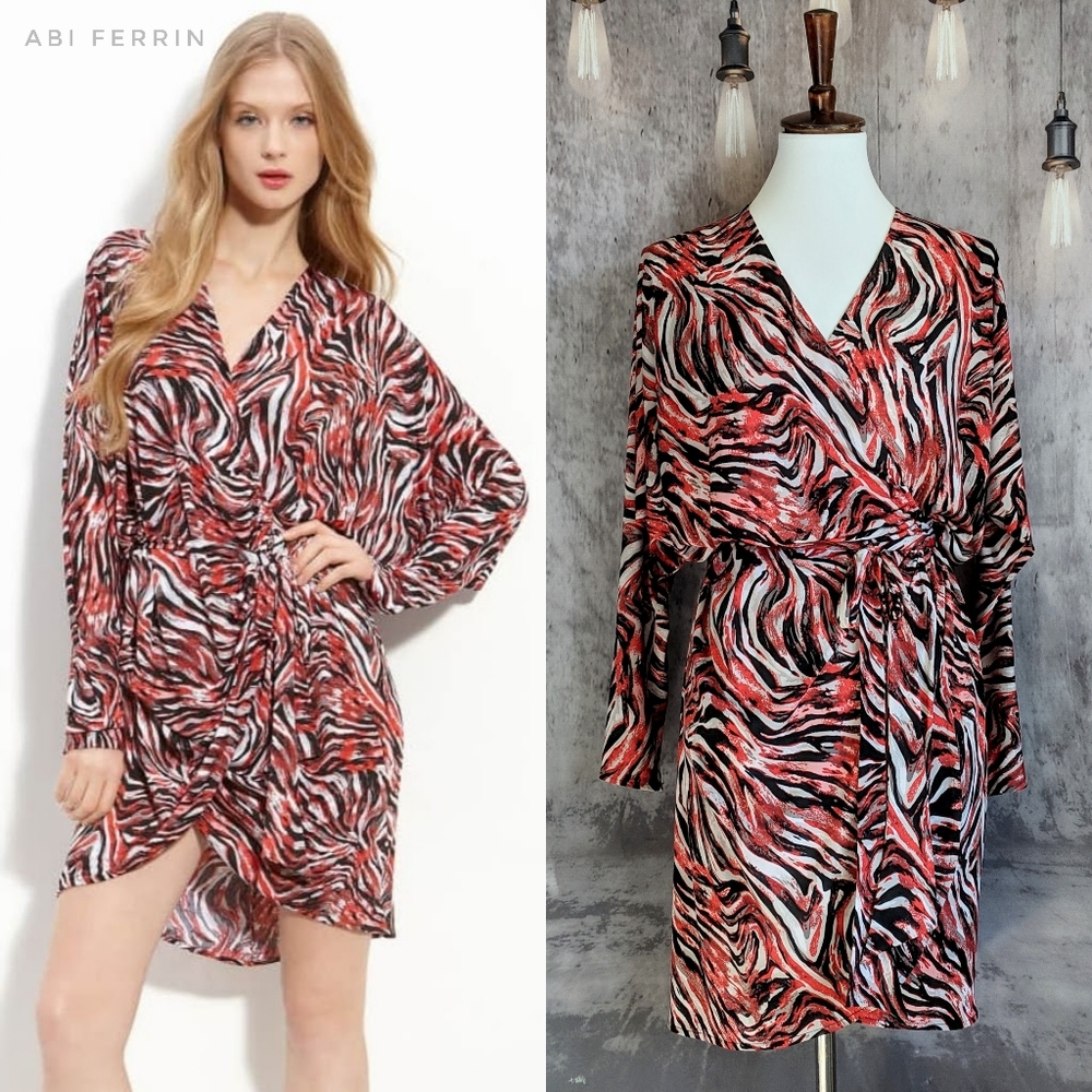 Abi Ferrin Carmela brush stroke wrap dress, size XS